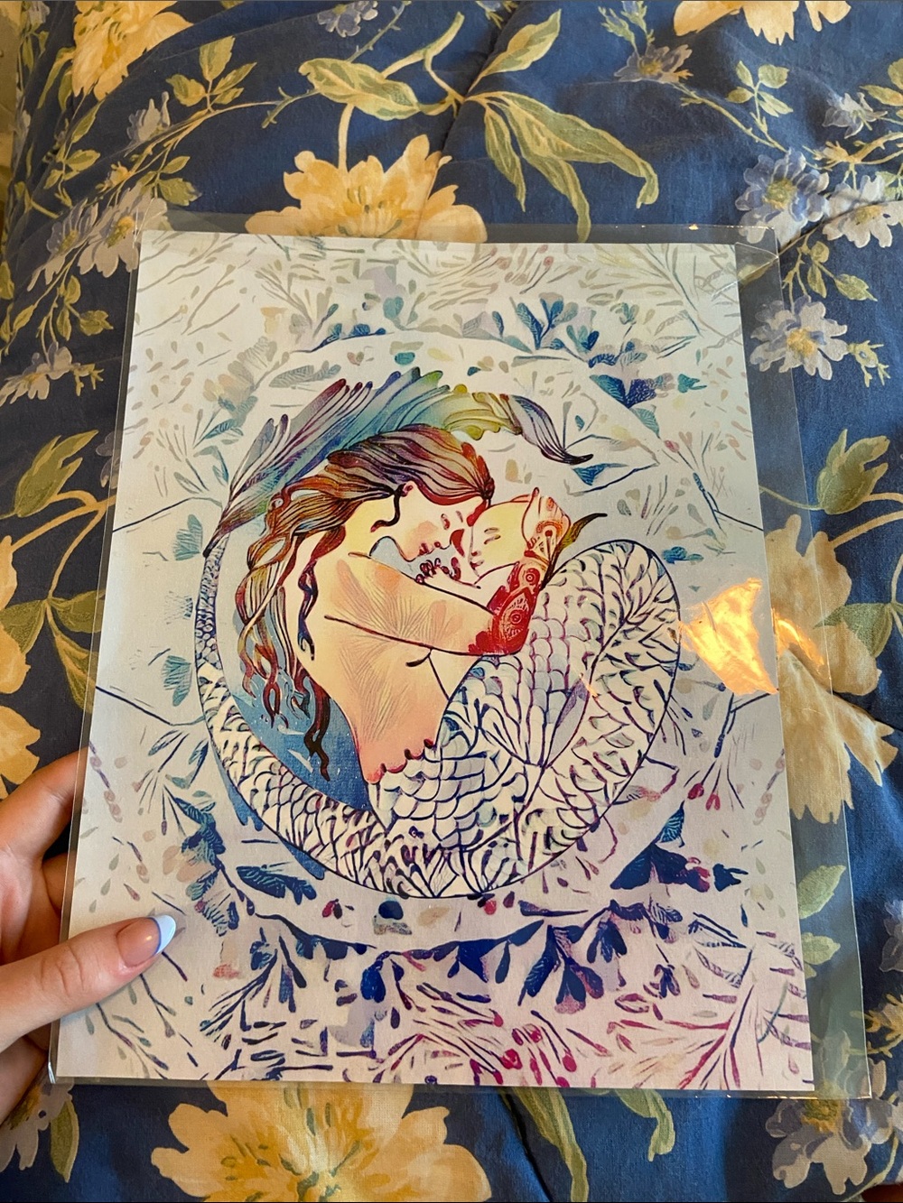 Mermaid Embrace Art Print - Multicolor